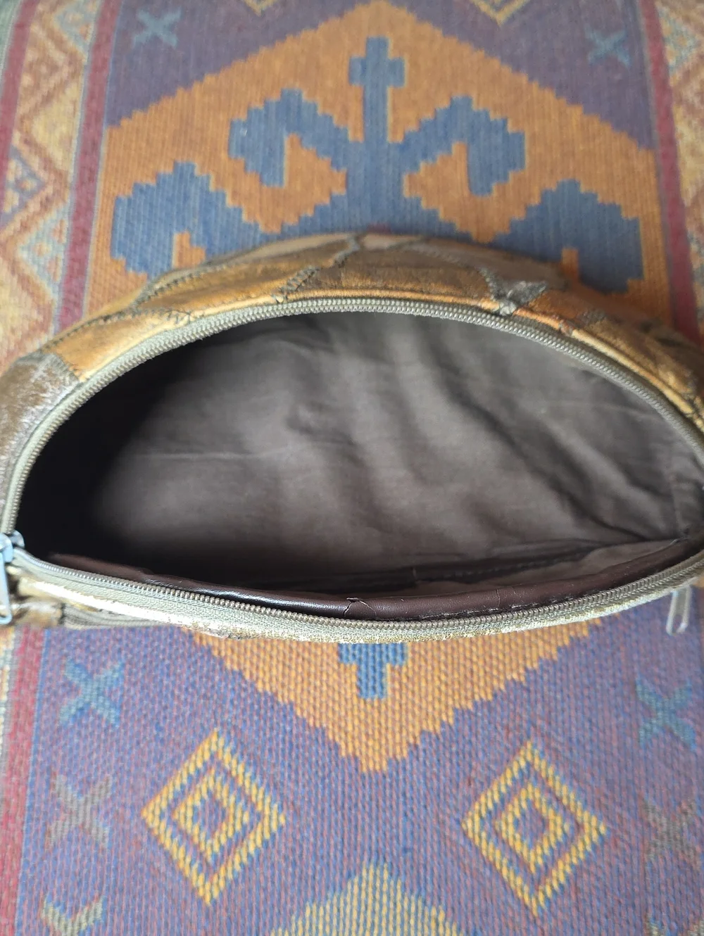 Vintage 90's Boho  Distressed Leather Patchwork Fanny Pack Sling Bag